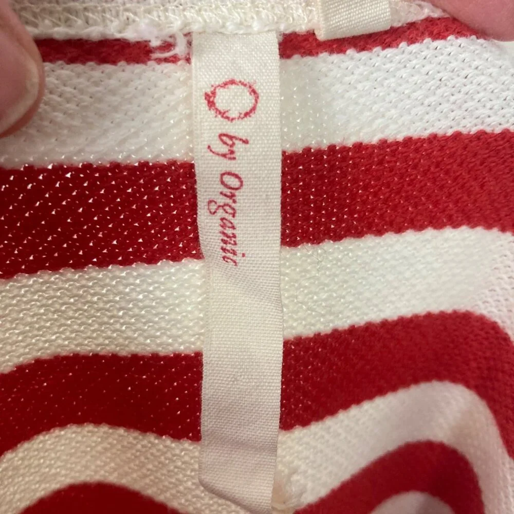 O By Organic Anthropologie Dress Small Red White Striped Peruvian Cotton Preppy - Picture 4 of 10